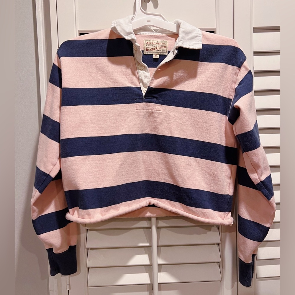 Abercrombie Rugby Cloth striped cropped long sleeve